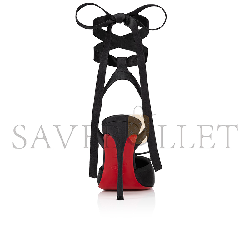 Ch**an louboutin cassia lace up100 mm strappy pumps crepe satin black women 1250498b439